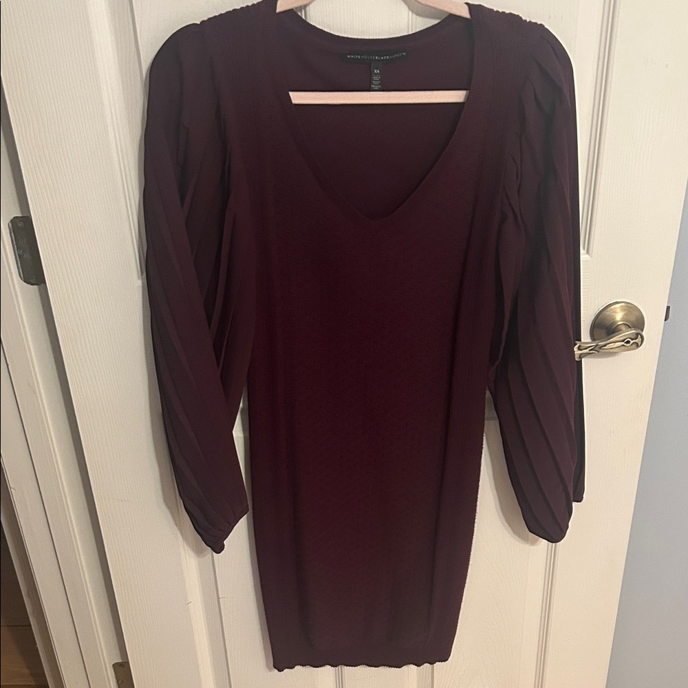 White House Black Market Deep Burgundy V-Neck Tunic